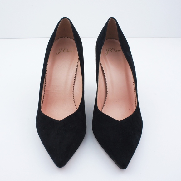 New JCREW Size 8.5 Black Suede V-Cut Pumps Heels - Picture 4 of 5